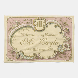 Paño De Cocina Rococo francés Boudoir marco elegante rosado dora