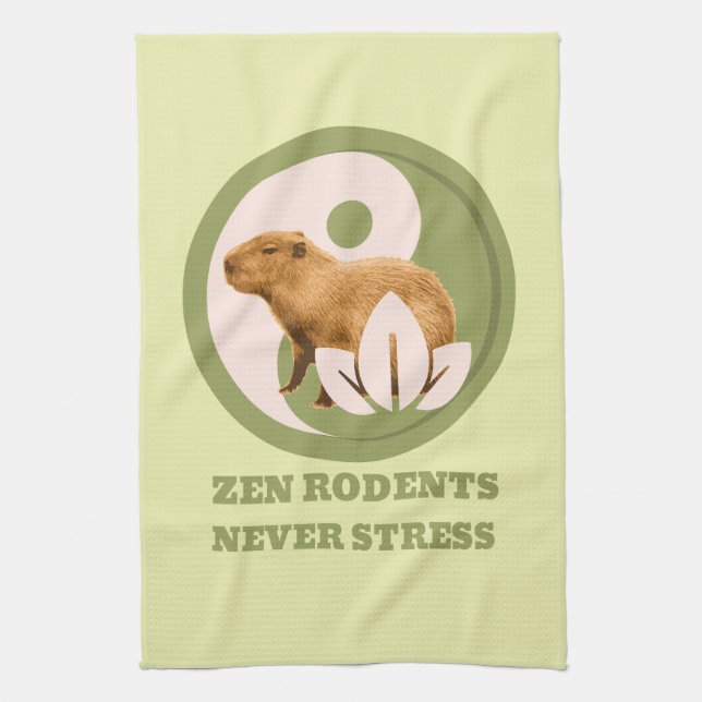 Paño De Cocina Roedores Zen Nunca Estrés Humor de Capybara (Vertical)