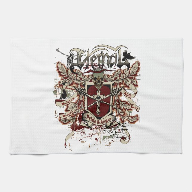 Paño De Cocina rojo afectado de la cólera eterna del orgullo (Horizontal)