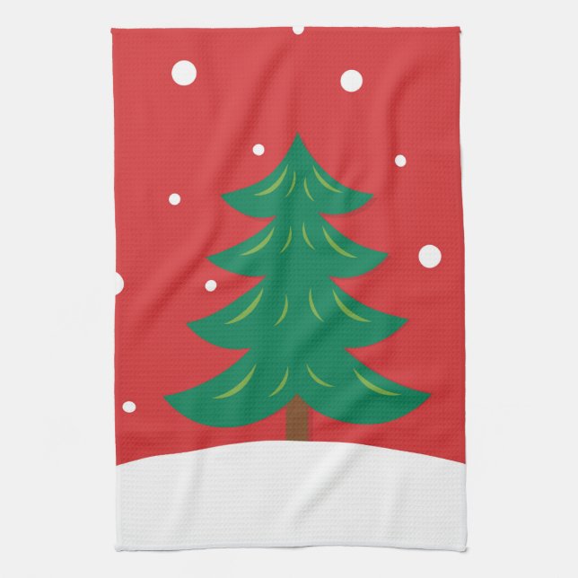 Paño De Cocina rojo árbol de Navidad (Vertical)