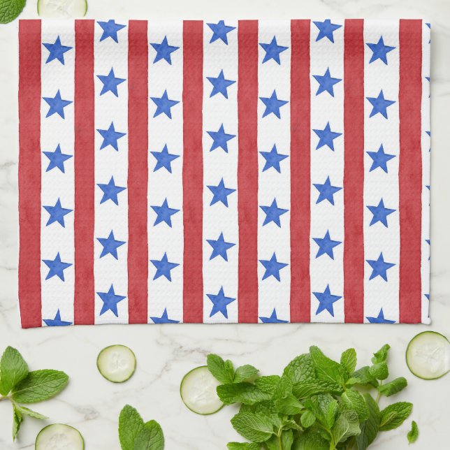 Paño De Cocina Rojo Blanco y Azul Patriótico (Doblado)