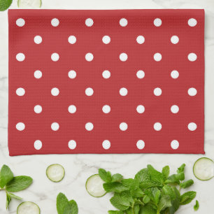 Paño De Cocina Rojo con lunares blancos