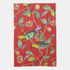 Paño De Cocina Rojo de pájaro de Songbird