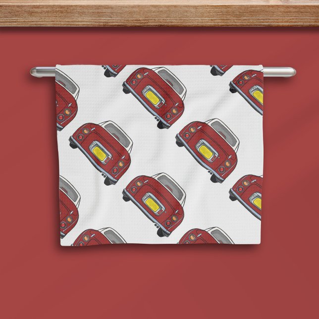 Paño De Cocina Rojo Patrón De Coche Figaro Figaración Cocina Toal (If you love red figaro cars, or know someone who does, this is the kitchen towel for you)