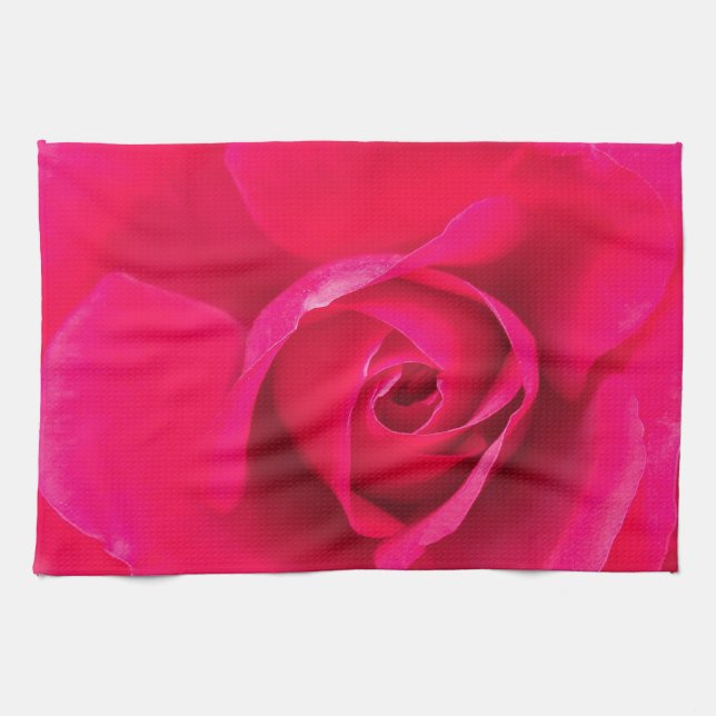 Paño De Cocina Rojo Romántico Rosa Rosada v2 (Horizontal)