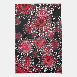Paño De Cocina Rojo+Toalla de té abstracta negra del arte del