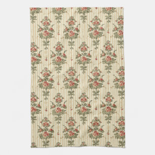 Paño De Cocina Rojo Verde Damasco Vintage Ornamental Clásico