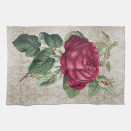 Paño De Cocina Rojo Vintage Ross con Damask 