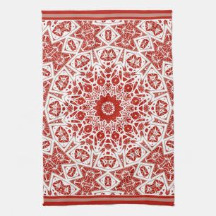 Paño De Cocina rojo y blanco, bandana étnica