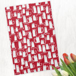 Paño De Cocina Rojo y blanco de gato curado<br><div class="desc">Pequeños gatitos blancos divertidos sobre un fondo rojo festivo. Perfecto para los amantes de los animales.</div>