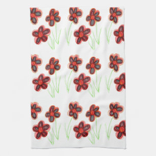 Paño De Cocina Rojos florales