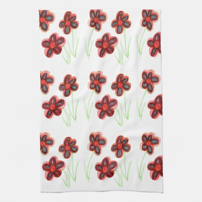 Paño De Cocina Rojos florales (Vertical)