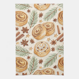 Paño De Cocina Rollos de Canela y Especias - Repostería Navideña
