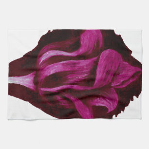 Paño De Cocina Romance floral de Borgoña del arte de los pastele
