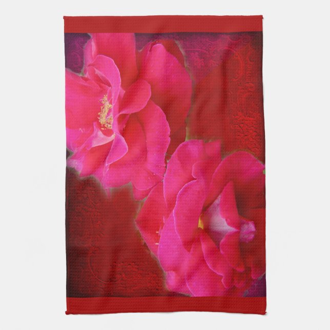 Paño De Cocina Romance y rosas rojas (Vertical)