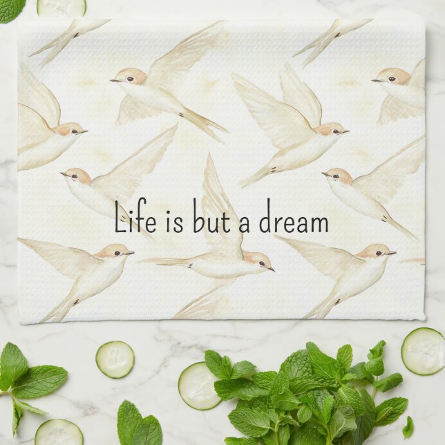 Paño De Cocina Romantic life is but a dream birds   (Doblado)