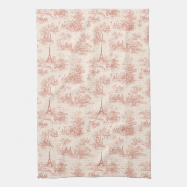 Paño De Cocina Romantic Pink French Toile Countryside Pattern (2) (Vertical)
