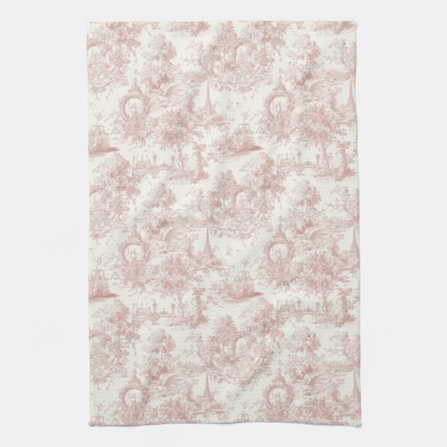 Paño De Cocina Romantic Pink French Toile Countryside Pattern (5) (Vertical)
