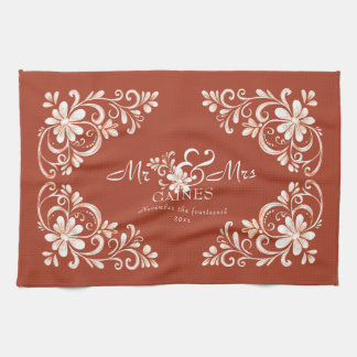 Paño De Cocina Romantic Shabby Chic Red Rust Sr Sra. Newlyw