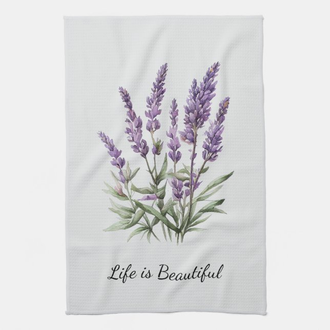 Paño De Cocina Romántico Gris Lavanda Púrpura Floral Ducha Britán (Vertical)