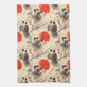Paño De Cocina Romántico patrón de pareja de kimono de sakura (3)
