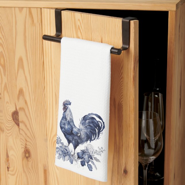 Paño De Cocina "Rooster" Blue Willow Style (Pliegue de tercios)