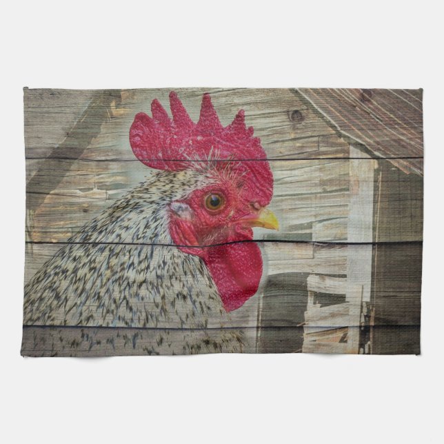 Paño De Cocina Rooster Rustic Chicken Coop Barn Board (Horizontal)