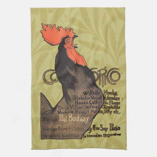 Paño De Cocina Rooster Steinlen Cocorico Arte francés (Vertical)