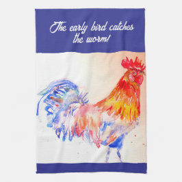 Paño De Cocina Rooster Watercolor Pollo Pájaro Granja de Cockerel