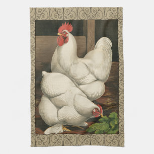 Paño De Cocina Roosters & Hen afuera de la Casa Hen con la fronte