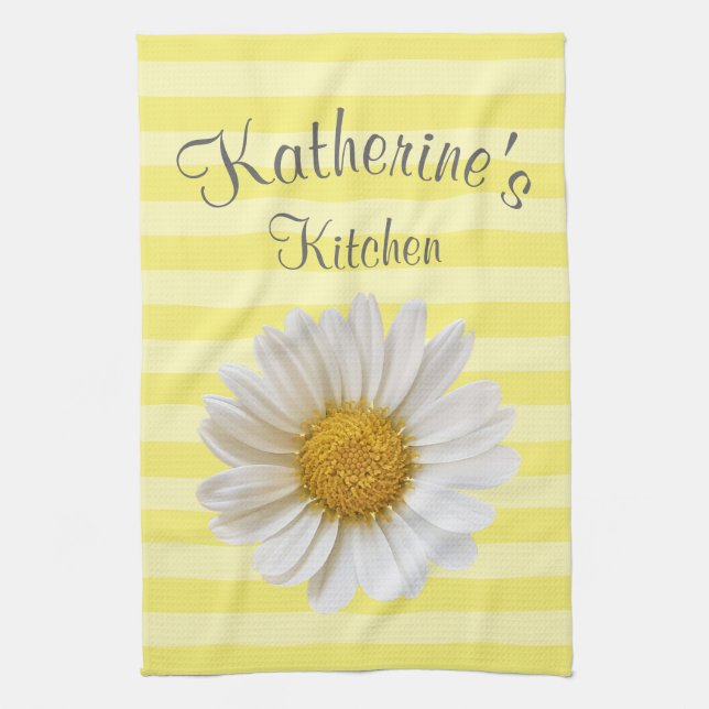 Paño De Cocina Ropa amarilla personalizada de margarita blanca (Vertical)