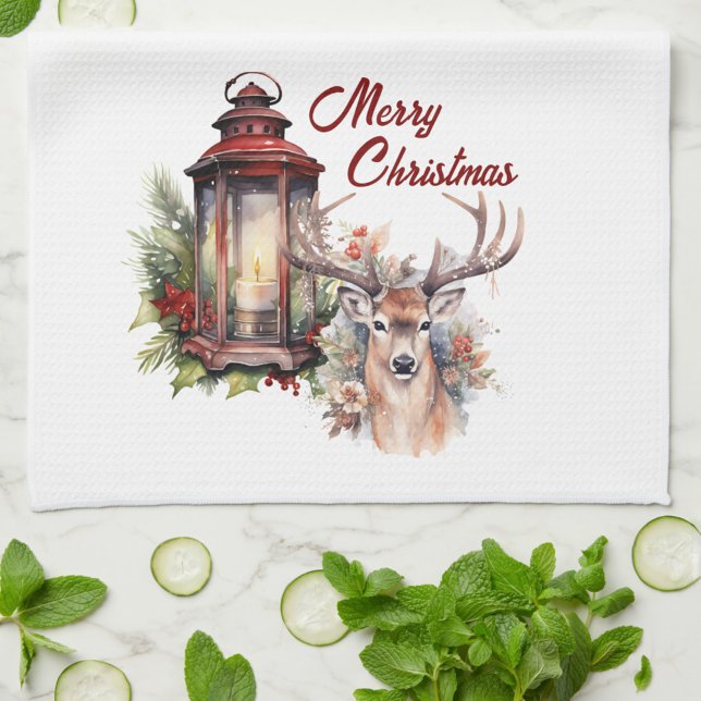 Paño De Cocina Ropa de cocina con linterna para ciervos y Navidad (Subido por el creador)
