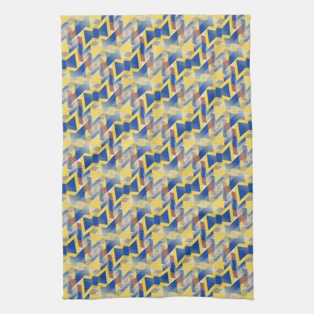 Paño De Cocina Ropa de patrón amarillo + azul plateado (Vertical)