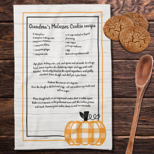 Paño De Cocina Ropa de recetas aguda de otoño naranja calabaza bl