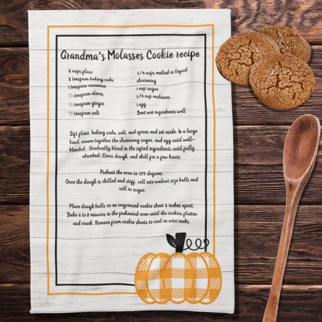 Paño De Cocina Ropa de recetas aguda de otoño naranja calabaza bl (Subido por el creador)