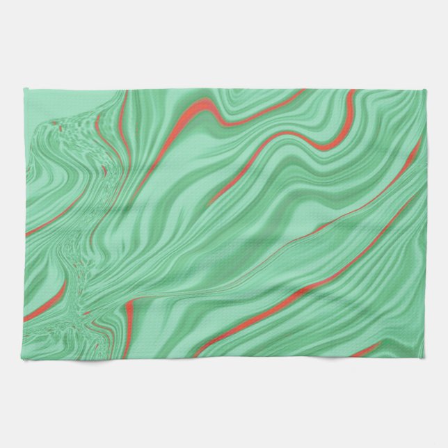 Paño De Cocina Ropa en curvas con tonos verdes de menta luminosa (Horizontal)