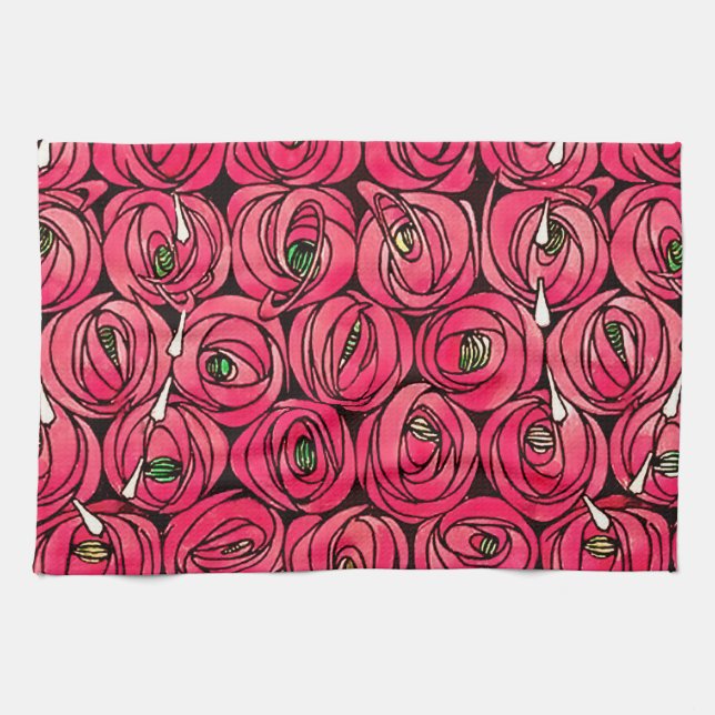 Paño De Cocina Rosa Art Nouveau Rennie Macintosh Graphic (Horizontal)