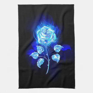 Paño De Cocina Rosa azul en llamas