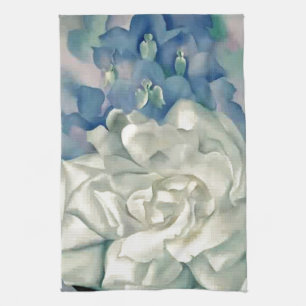 Paño De Cocina Rosa blanco y Larkspur del atontamiento Georgia