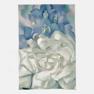Paño De Cocina Rosa blanco y Larkspur del atontamiento Georgia