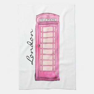 Paño De Cocina Rosa - cabina de teléfono británica - té-toalla