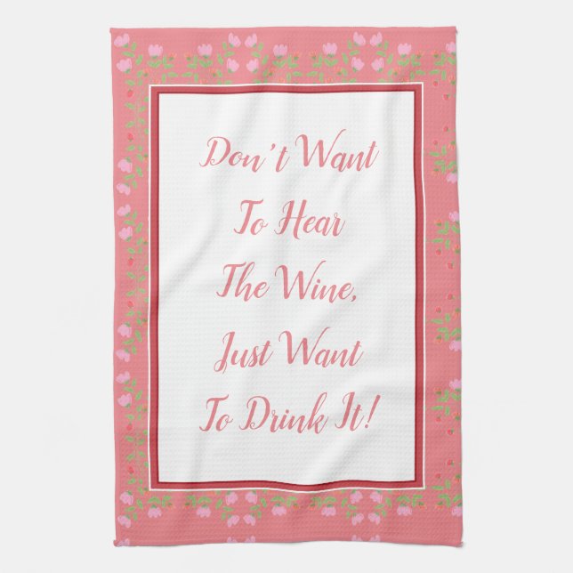 Paño De Cocina Rosa Con Floral (Vertical)