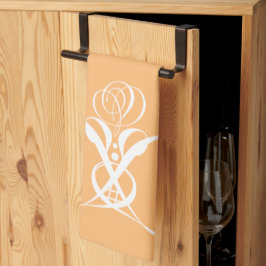 Paño De Cocina Rosa de Flourish de color blanco retro Peach