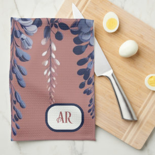 Paño De Cocina Rosa de la Marina Monograma Wisteria Elegancia