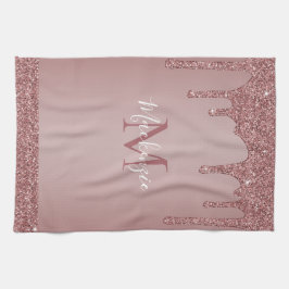 Paño De Cocina Rosa de moda Purpurina de goteo de espuma de oro M