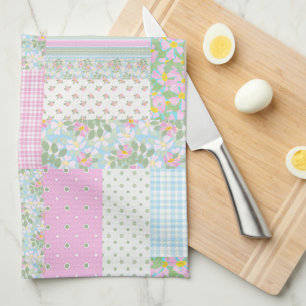 Paño De Cocina Rosa de perro rosa bonito Faux Patchwork Kitchen T
