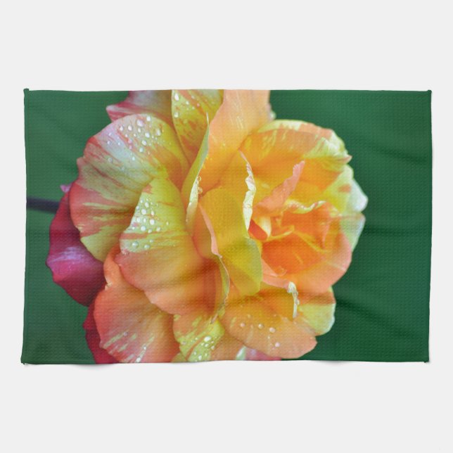 Paño De Cocina Rosa de té naranja única (Horizontal)