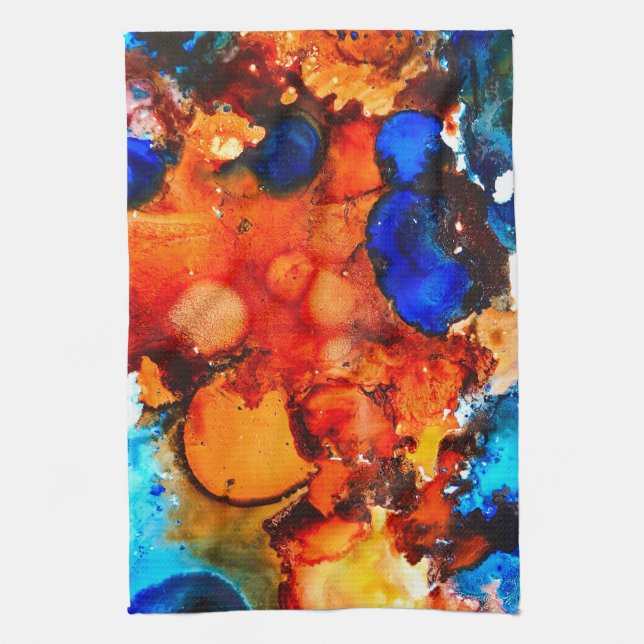 Paño De Cocina Rosa de tinta de arte abstracto del naranja de roy (Vertical)