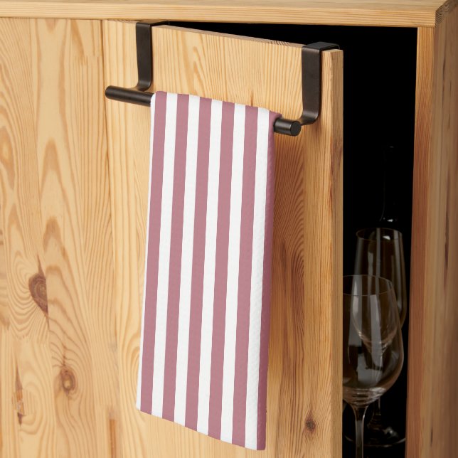 Paño De Cocina Rosa Dorado Blanco Rayado Horizontal Simple (Pliegue de tercios)