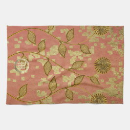 Paño De Cocina Rosa floral brillante monogramado